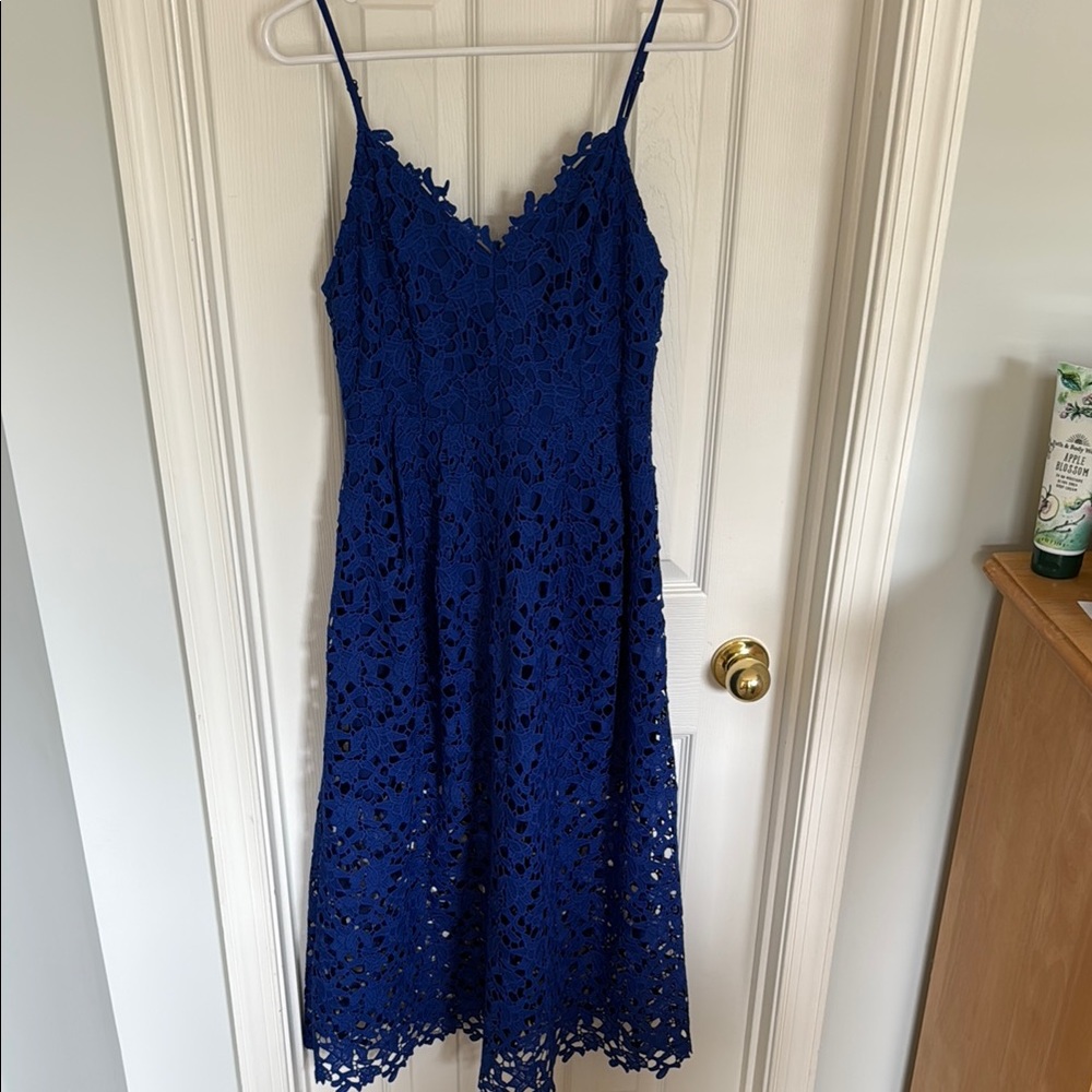 Astr Blue Spaghetti Strap Midi cocktail dress